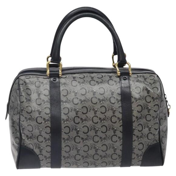 CELINE C Sulky Hand Bag Coated Canvas Navy Gold - Picture 3 of 12